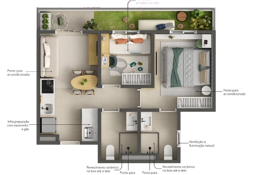 Planta Planta Canto Garden do Uni com 47,82 m²